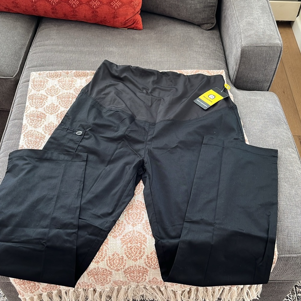 NWT WonderWink Black Maternity Scrub Pants